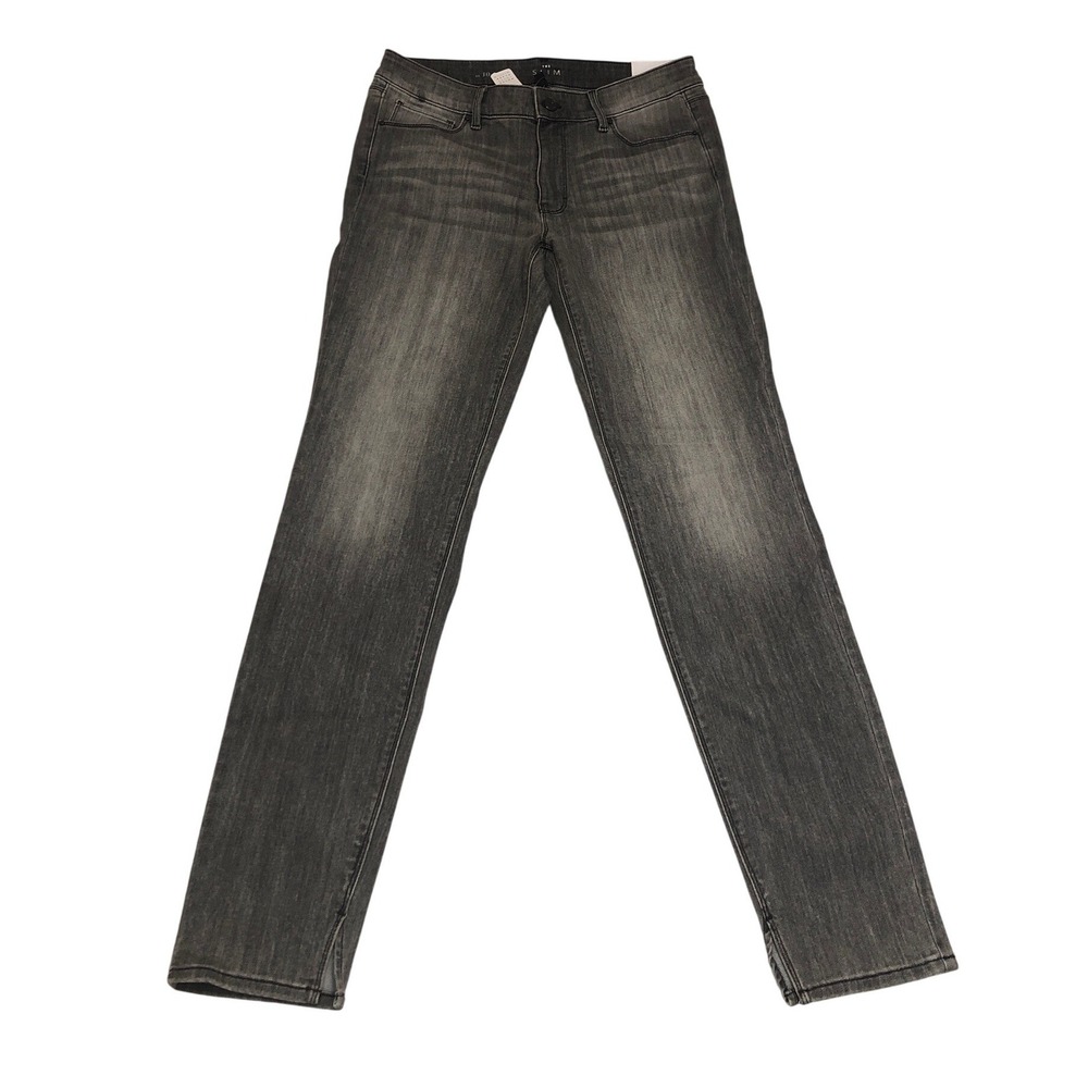 White House Black Market The Slim Mid-Rise Ankle Slit Jeans Moonlight Gray 10R